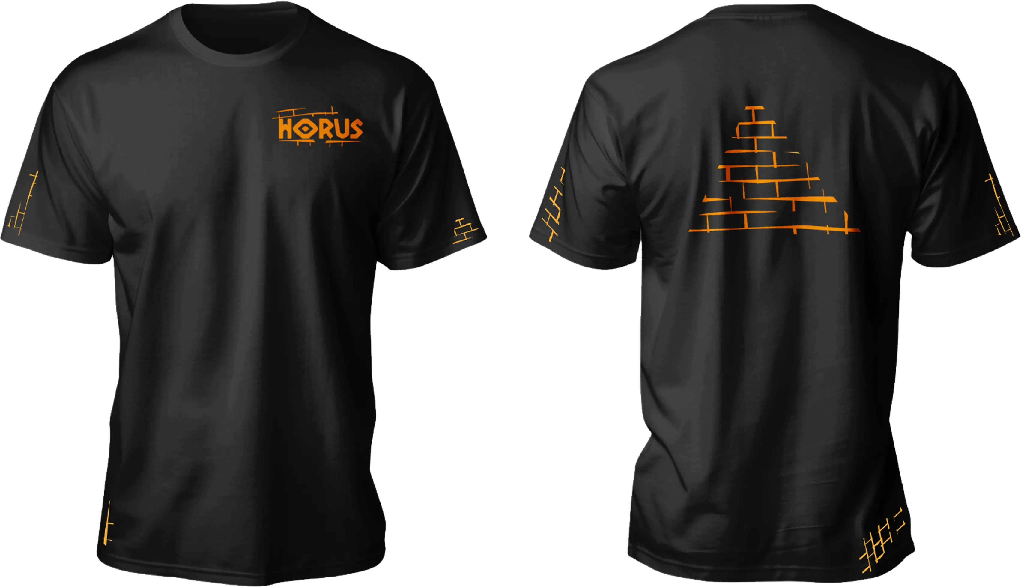 T-shirt noir Horus avec composition pyramidale au dos