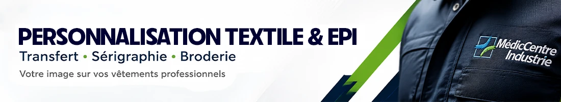 Bannière web consacrée à la personnalisation textile et EPI